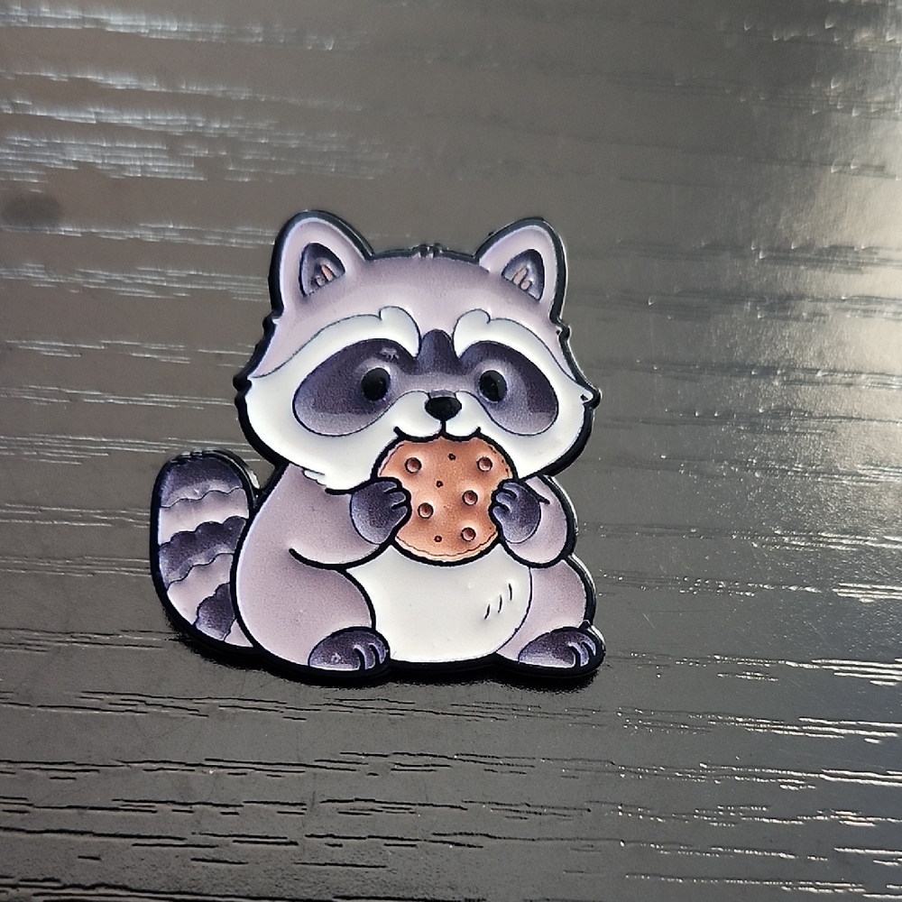 Cute Raccoon with Cookie Enamel Pin